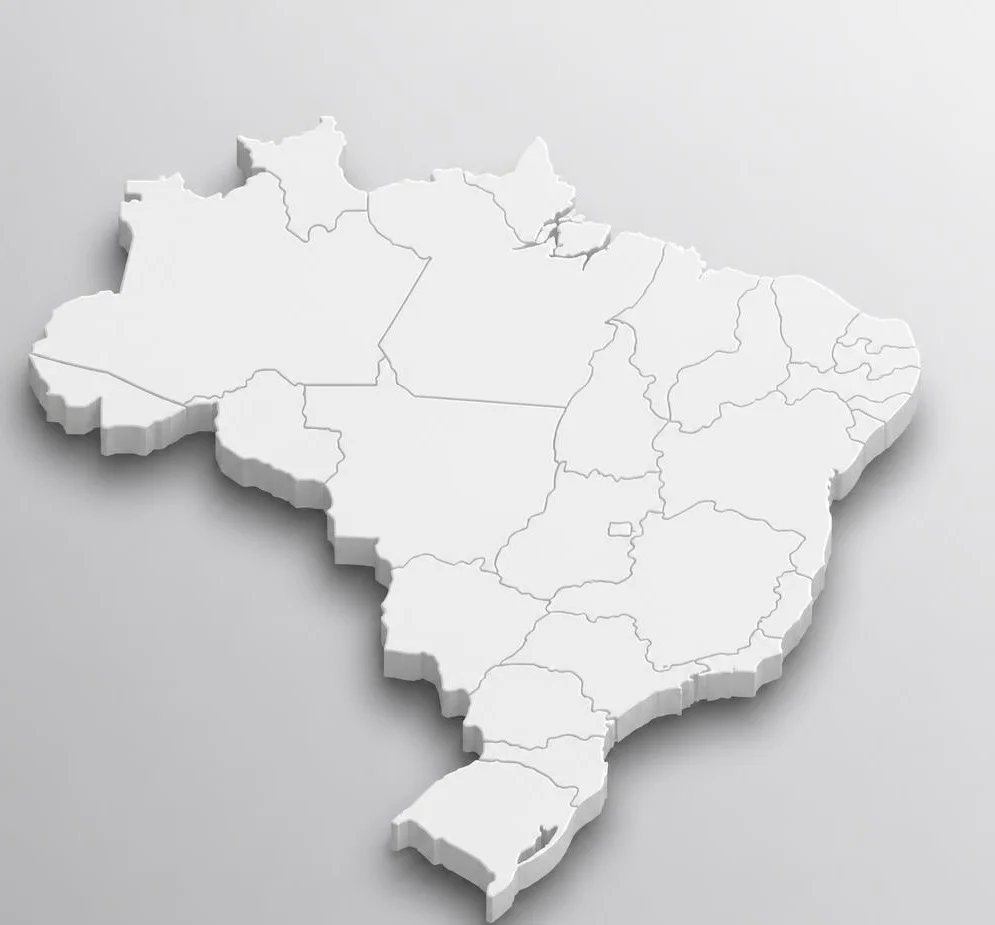 Mapa ilustrativo do Brasil dividido por estados com marcadores das cidades atendidas